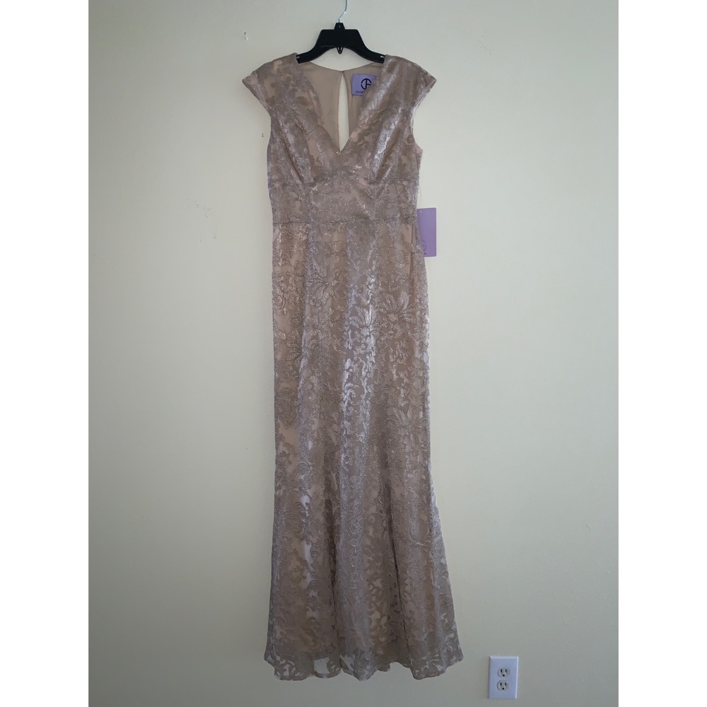 Gold laced gown.